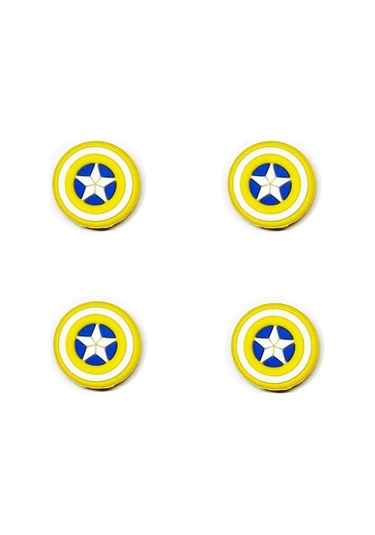 Desenli Sony Ps5/ps4/ps3 Analog Koruyucu Silikon Pad-kaptan Amerika Sarı