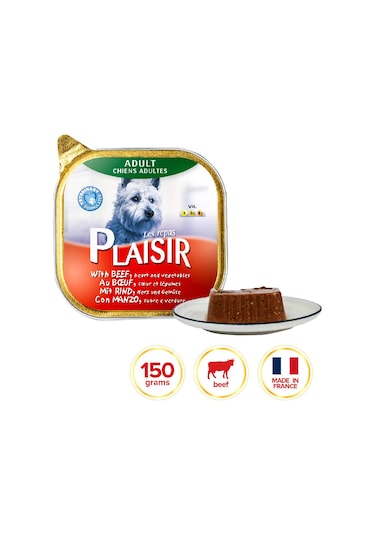 Plaisir Sığır Etli Pate Konserve Yetişkin Köpek Maması 4 x 150 G