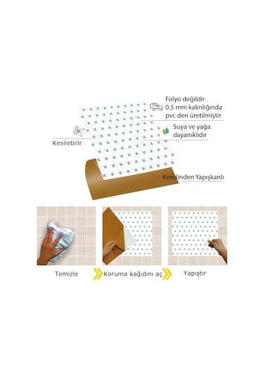 Kendinden Yapışkanlı Yonca Desenli Pvc Karo 30x30 Cm 33 Adet 3m2