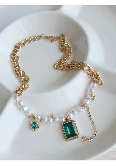 Proshik Yapay İnci Zincirli Kolye Odevr 376670545