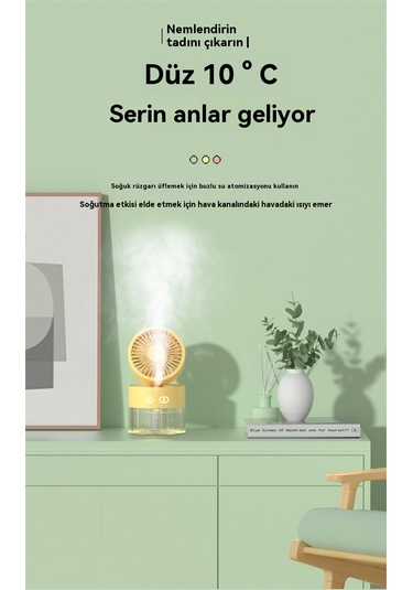 Katlanbilir Soğuk Hava Nemlendirici Sprey Fan - Sarı