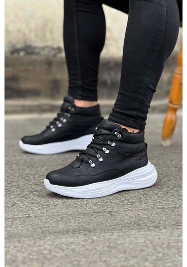 Wagoon Wg035 Siyah Cilt Yüksek Taban Yarım Bilek Bot Çok Renkli