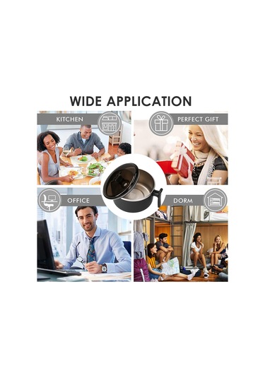 Neevoyu 1000ml Kapasiteli Çelik Lehimli Isı Yalıtımlı Microwave Uygun Yemek Kasesi, Sıcak Tutucu Kollü, Yıkama Makinesi Güvenli, Siyah Siyah