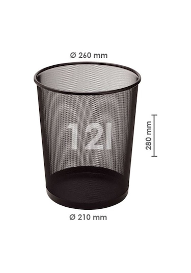Bigpoint Metal Perfore Çöp Kovası Büyük Siyah X 6 Adet