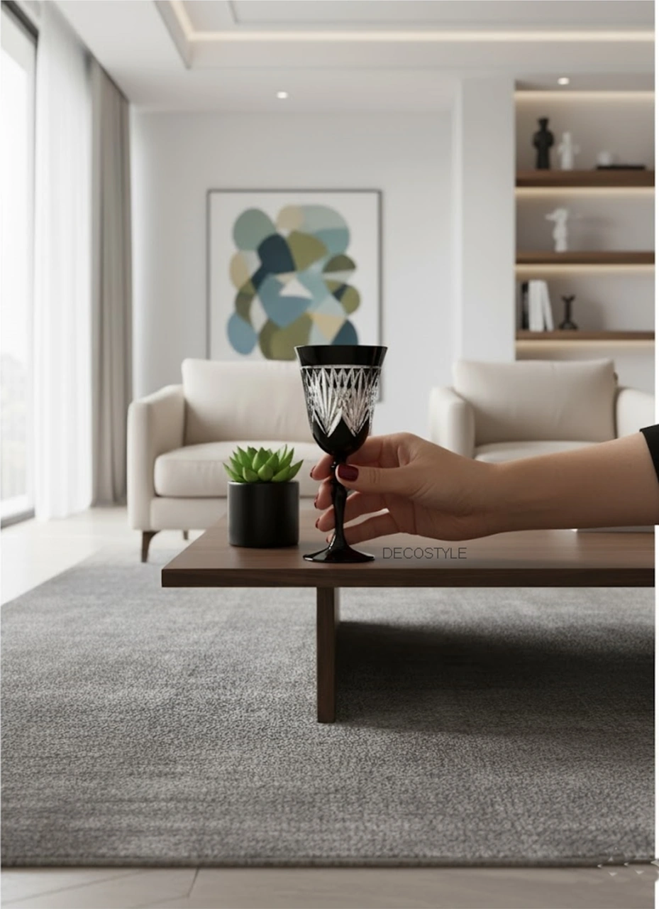 Bella El Dekoru Kristal Kesmesi Cam Kadeh Bardak Paşabahçe Siyah