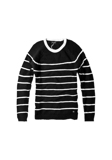 Luxry Bisiklet Yaka Yün Erkek Kazak--siya Çizgi-- Çok Renkli