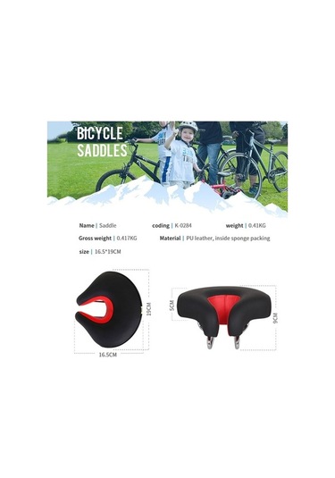 Ebitda Noeless Bisiklet Koltuğu Yumuşak Rahat Yastık 001, Siyah, 200x180mm, Xl, Darbe Emici, Ergonomik, Yansıtıcı, Dağ Bilet Siyah