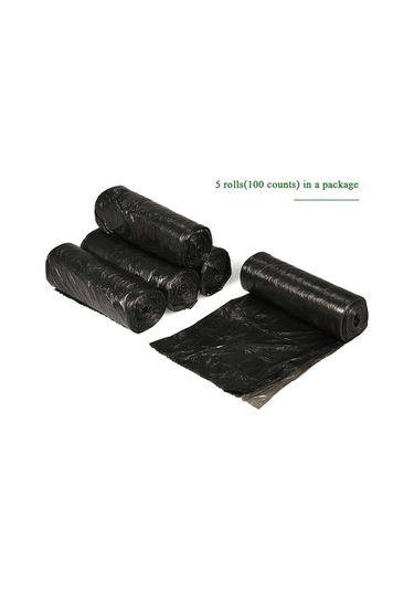 Pazly 100 Adet Dayanıklı 45x50cm Çevre Dostu Siyah Poşet - 5 Rulo Paketi - Pratik Atık Poşeti Siyah