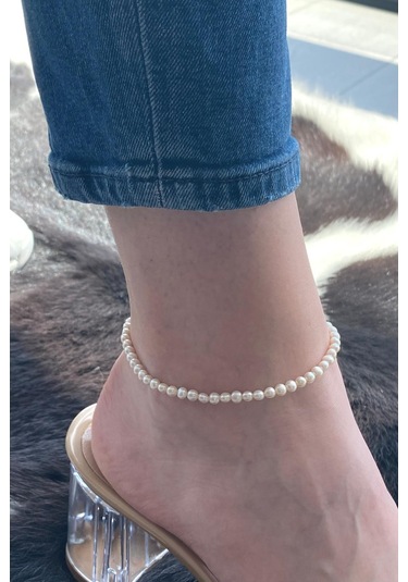 Doğal İnci Kadın Halhal Gümüş