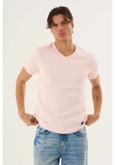 Alexander Gardi V Yaka Kısa Kollu Erkek T-shirt Pembe