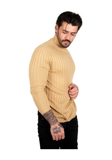 Deepsea Erkek Camel Yarım Balıkçı Örme Kazak 2100017 Camel