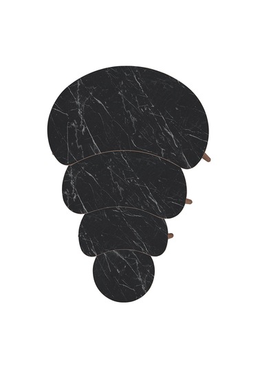 Vovvahome Moon 4lü Mdf Ahşap Zigon Sehpa Ve Orta Sehpa - Siyah