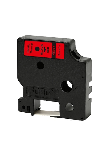 Foogy Dymo D1 Etiket Muadili 12 MM X 7 M Kırmızı-Siyah