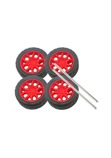 Ø30mm Çapında 8 Adet Kauçuk Tekerlek Ve 4 Adet Mil Seti