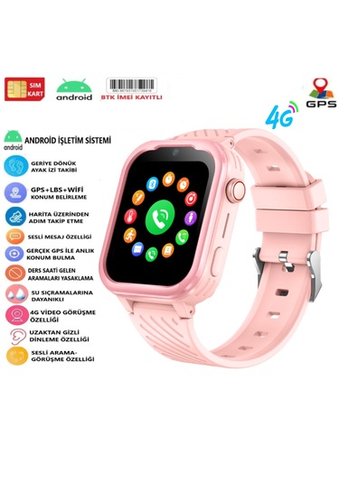 Wonlex KT15 Pro 2024 Model 4g Sim Kartlı Gps'li Android Çocuk Saati (Distribütör Garantili)