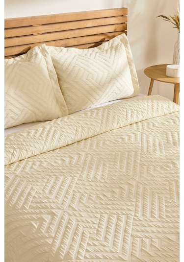 Kaşmir Home Essence Çift Kişilik Yatak Örtüsü Takımı Ekru Ekru