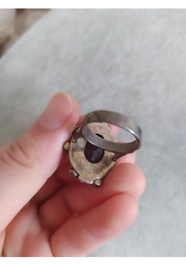 925 Gümüş Dumanlı Kuvars Yüzük 288 Siyah - Beyaz