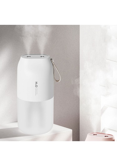 Dianziye Beyaz Taşınabilir Çift Nozul Rüzgarı Nemlendirici, Otomobil/ofis Uyumlu, Usb Şarjlı, Gece Lambalı, Sessiz Çalışma