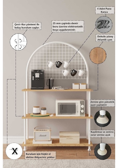 Çevir Kur Çok Amaçlı Kahve Köşesi Dolabı, Mutfak Standı, Mutfak Dolabı, Mutfak Düzenleyici 71 134 35 Atlantik Çam