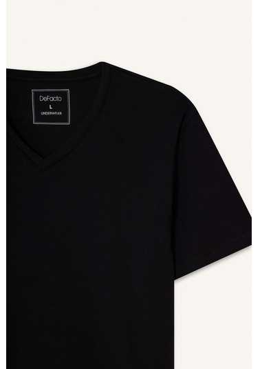 Defacto Slim Fit Dar Kesim V Yaka Üst D6187ax25wnbk27 Siyah