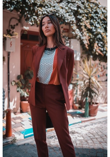 Kadın Yüksek Bel Klasik Pantolon Frn2054 Bordo1 Bordo