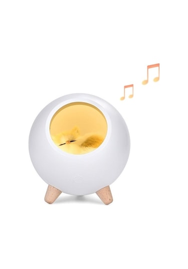 Yeiuyi7 Kedi Ev Şekli Çok Fonksiyonlu Bluetooth Hoparlör Gece Lambası Beyaz