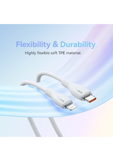 Baseus Pudding Serisi 20w Type-c - 8 Pin Hızlı Şarj Veri Kablosu, Uzunluk:1,2m