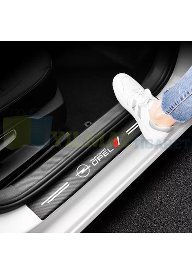 Opel Karbon Kapı Eşiği Koruma Oto Sticker 4 Parça