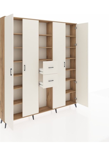 Arges Dolap 15 Raflı 2 Çekmeceli 4 Kapaklı 220x30x243 Çam-aytaşı/aytaşı Aytası/aytası