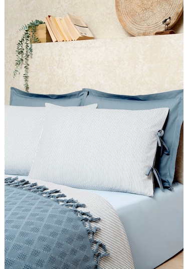 Özdilek Çift Kişilik Natural Pikeli Nevresim Takımı Mavi