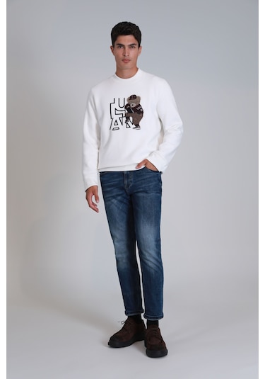 Lufian Bert Smart Jean Erkek Pantolon Slim Fit Mavi Mavi 112200209100300 Mavi