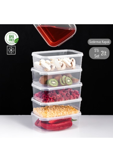 Porsima 4302 5'li Buzluk Düzenleyici Saklama Kabı 2lt Şeffaf