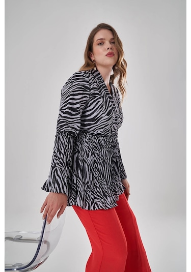 Mizalle Zebra Desenli Tunik Çok Renkli