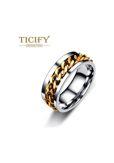 Altın Titanyum Çelik Zincir Rotor Döndürme Şişe Açma Halkası 11 Altın