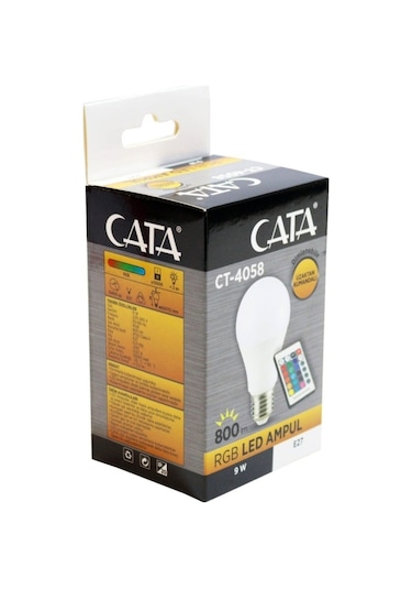 Cata CT-4058 9W RGB Işık E27 Duy Kumandalı Led Ampül