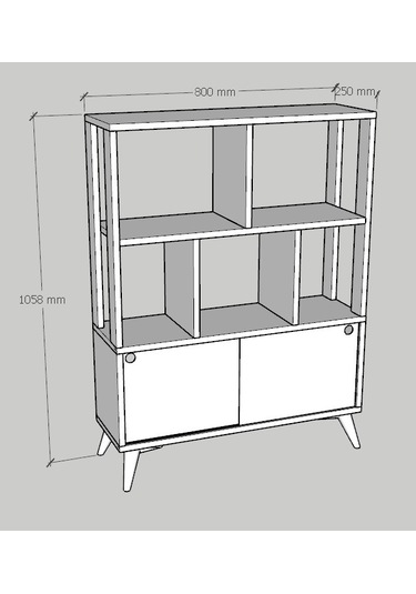 Emkawood Emkawood Suny Sürgü Kapaklı Kitaplık Raflı
