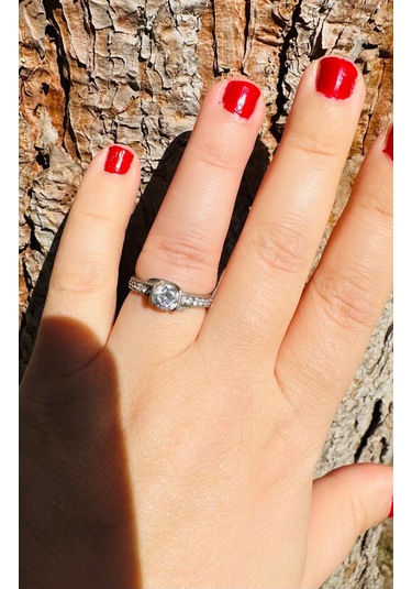 Gümüş Alyans Yüzük Zirkon Taşlı Sodyum Kaplama 925 Ayar 2,14 Gram