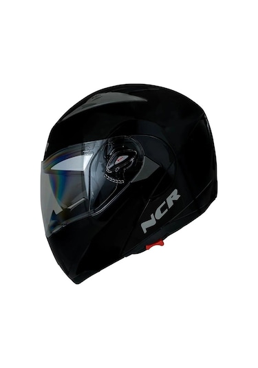 Ncr Çene Açılır Parlak Siyah Motosiklet Kaskı Vizörlü Ece Belgeli Parlak Siyah