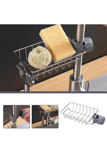 Liangmei 1 Adet Asılı Musluk Rafı Ayarlanabilir Yükseklik Esnek -