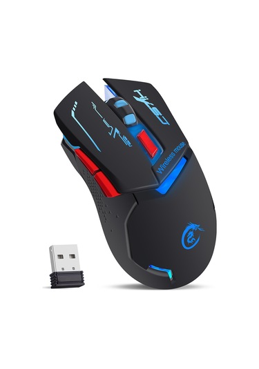 Springsun X30 Kablosuz Mouse 2.4g, 3 Seviye Dpı 1200/1600/2400 , Renkli Solunum Işığı, 1200mah Şarj Edilebilir Pil, Siyah Abs Optik