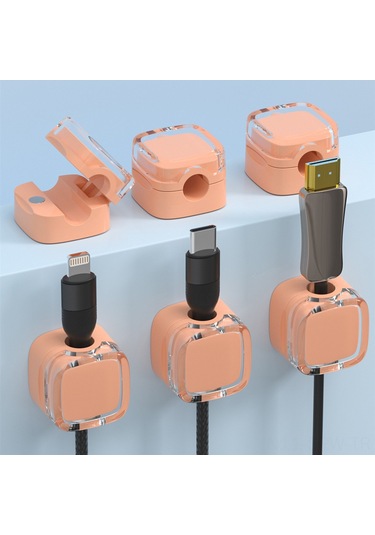 Maiyame Masaüstü Manyetik Kablolu Organizatör - Kendine Yapışkan, Çarpıntı Engeli, Sabitleyici Klem Turuncu, 6 Adet