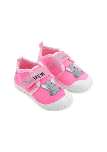 Gezer Kız Çocuk Kışlık Tek Cırt Cırtlı Ayarlanabilir Rahat Taban Ev, Bahçe, Okul, Kreş Panduf Ayakka Fuşya