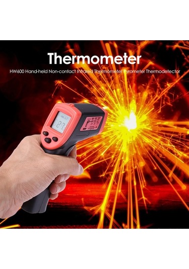 Moly Endüstriyel Kısa Mesafe Kırmızı İriye Termometre -50 C 600 C Pil Dahil Değil Hw600 - Kızılötesi Sıcaklık Ölçer - Güvenli Kullanım İçin Uygun