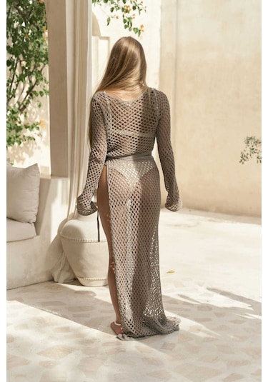 Mai Collection Mai Studios Co. Rubina Vizon Triko Crop-etek Takım Vizon