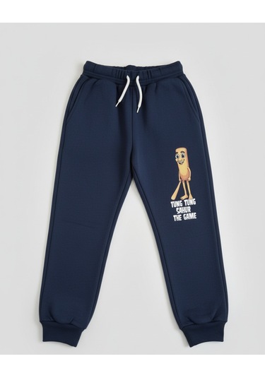 Tung Tung Sahur Baskılı 3 İplik Şardonlu Eşofman Takımı Krem