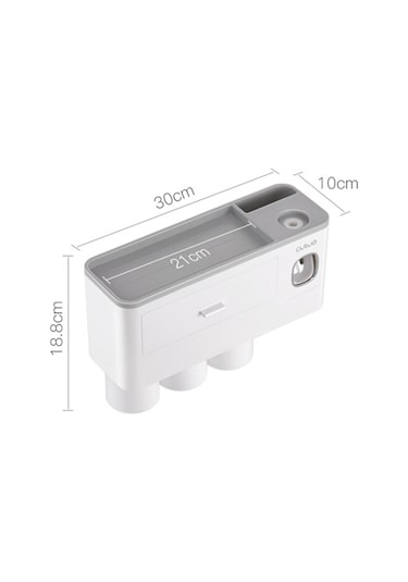 Aswei A1909 Diş Fırçası Tutucu Duvara Monte Kozmetik Düzenleyici Gri Diğer