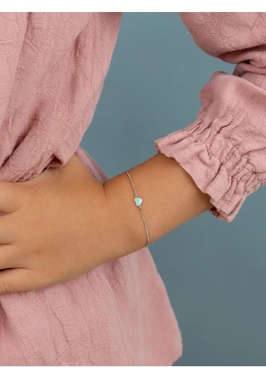 Veronika 925 Ayar Gümüş Kalp Boncuklu Emaye Kolye Bilekliği 159888699 Gri