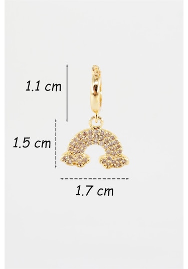 Byzeynaaksesuar Zirkon Taşlı Gökkuşağı Figürlü 1 Adet Küpe Çok Renkli