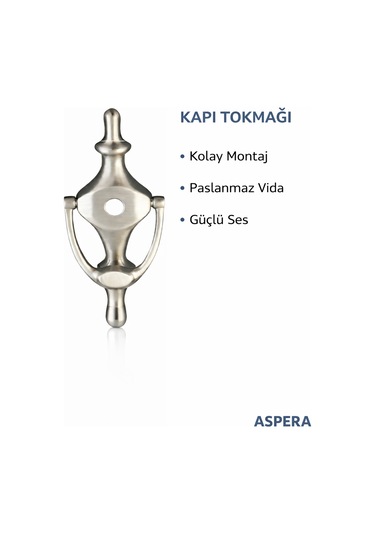 Çelik Kapı Taktak Kapı Tokmağı Dayanıklı Metal Kapı Vuracağı Modern Tasarım Kolay Montajlı Gümüş