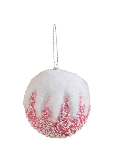 Yılbaşı Süsü 3'lü Tüylü Top Pembe 8 Cm